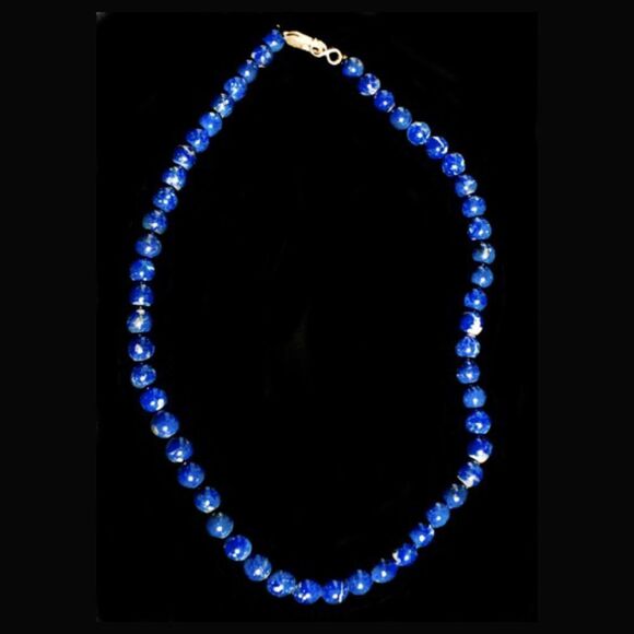 10mm Dark Blue Sodalite Beaded Necklace 16" L 40g - Picture 1 of 5
